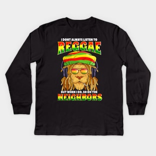 Reggae Music lovers Jamaican royal lion Gift Kids Long Sleeve T-Shirt